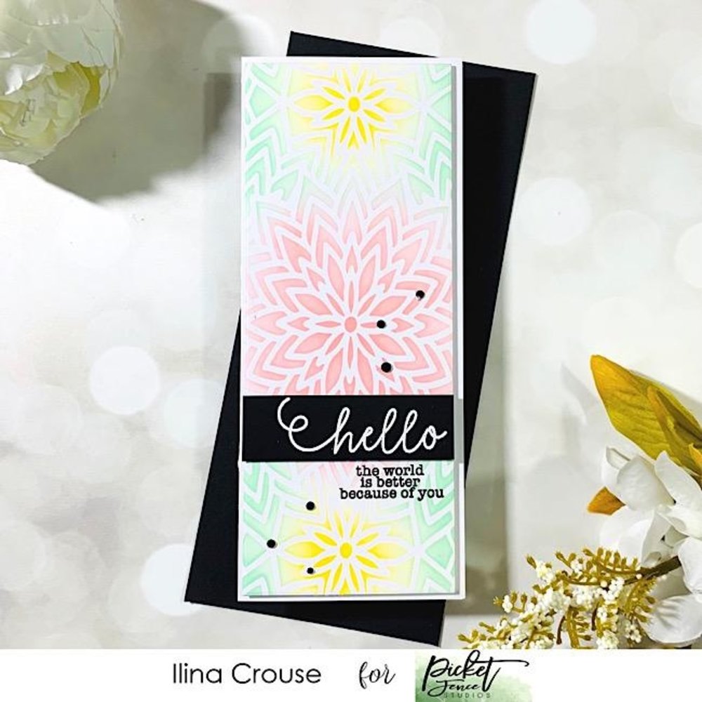 Picket Fence Studios Slim Line Center Flower 4x10 Inch Stencil (SC-235) (OUTLET) Picket Fence Studios Slim Line Center Flower 4x10 Inch Stencil (SC-235) (OUTLET)