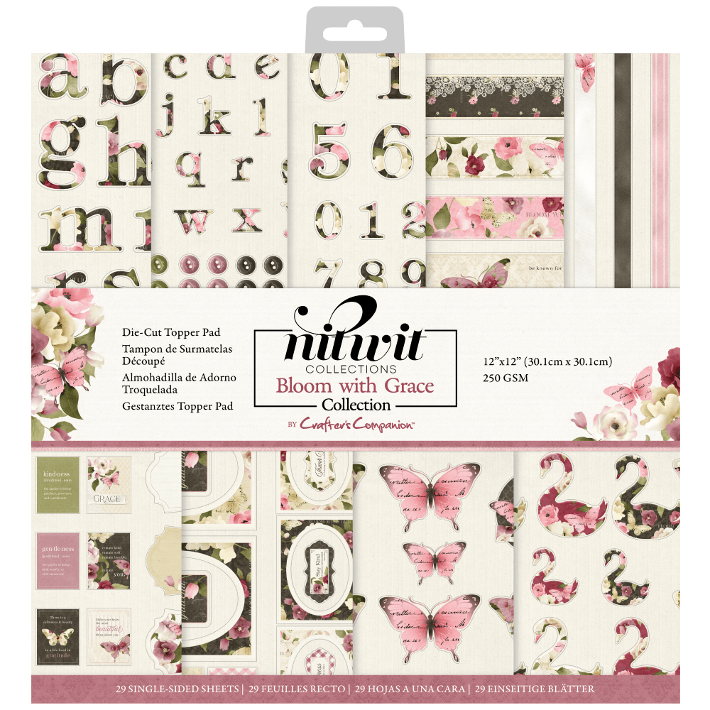 Crafter's Companion Bloom with Grace 12x12 Inch Die-Cut Topper Pad (NIT-BWG-TOP12) (OUTLET) Crafter's Companion Bloom with Grace 12x12 Inch Die-Cut Topper Pad (NIT-BWG-TOP12) (OUTLET)