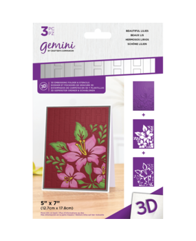 Gemini Beautiful Lilies 3D Embossing Folder & Stencil (GEM-EF5-3D-BEAL) (DISCONTINUED)