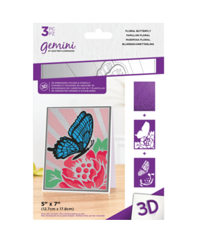 Gemini Floral Butterfly 3D Embossing Folder & Stencil (GEM-EF5-3D-FLOB) (DISCONTINUED)