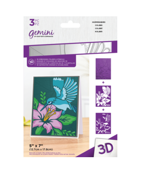 Gemini Humming Bird 3D Embossing Folder & Stencil (GEM-EF5-3D-HUMB) (DISCONTINUED)