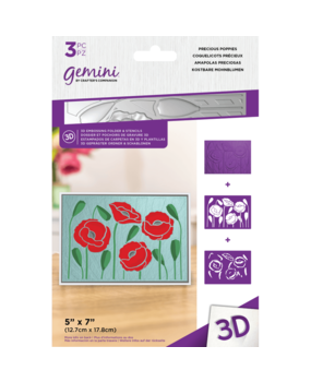 Gemini Precious Poppies 3D Embossing Folder & Stencil (GEM-EF5-3D-PREP) (DISCONTINUED)