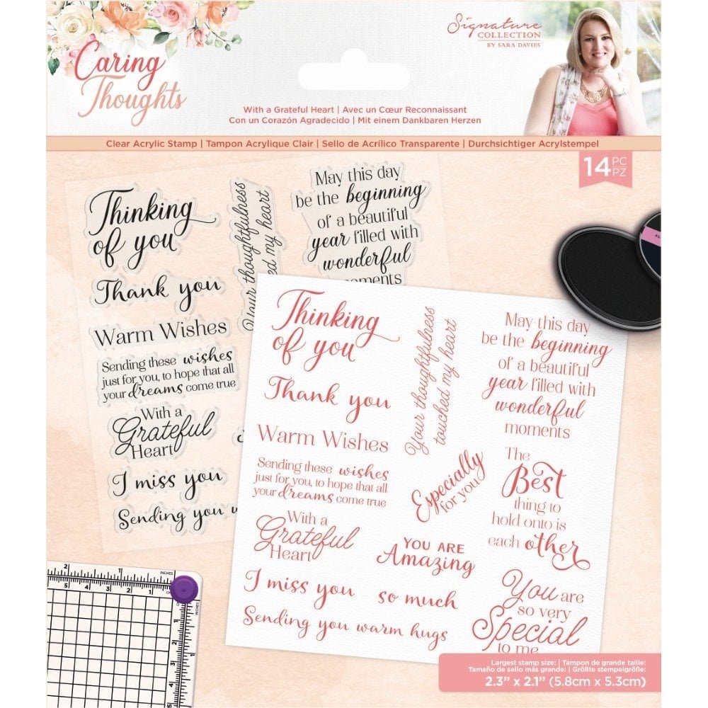 Crafter's Companion Caring Thoughts Clear Stamps With a Grateful Heart (S-CT-ST-WAGH) (OUTLET)