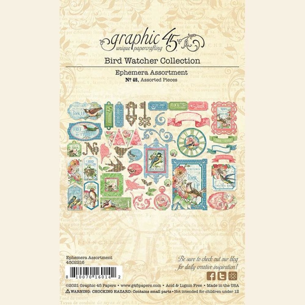 Graphic 45 Bird Watcher Die-cut Assortment (4502216) (OUTLET)