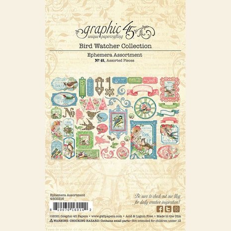 Graphic 45 Bird Watcher Die-cut Assortment (4502216) (OUTLET)