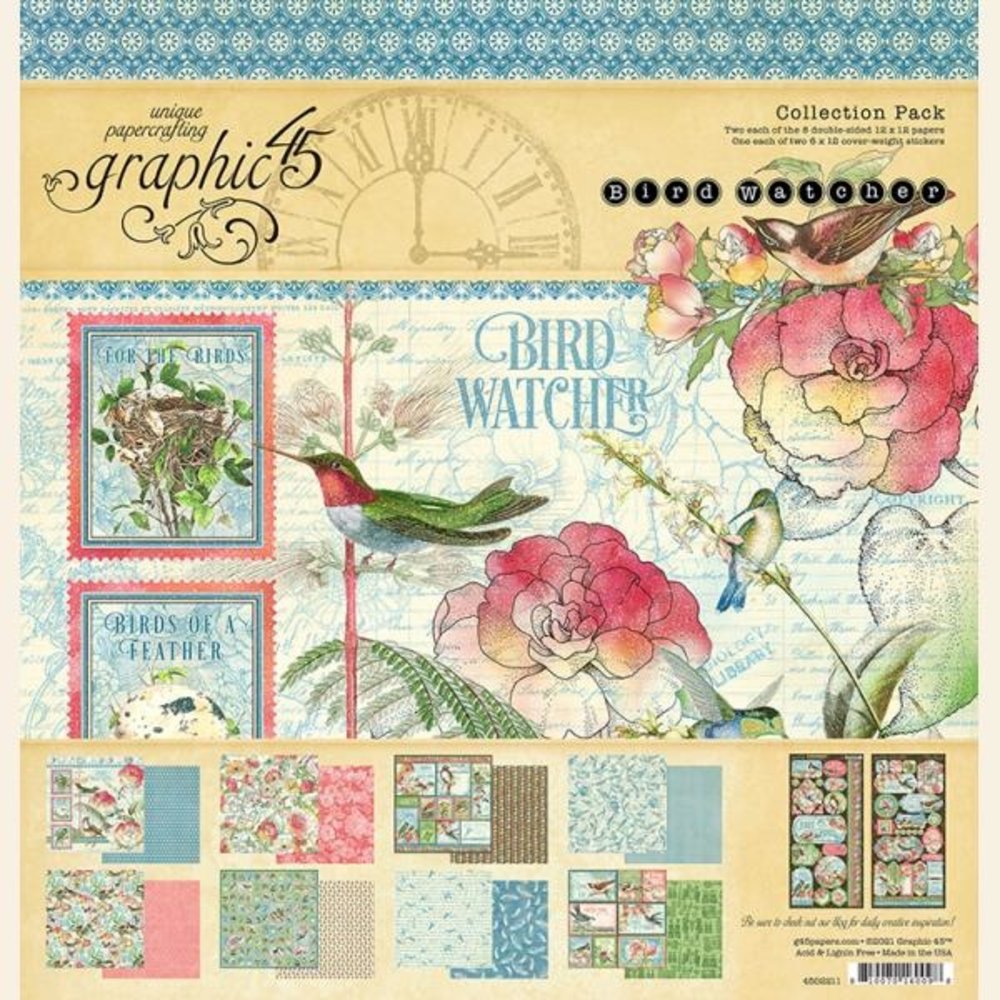 Graphic 45 Bird Watcher 12x12 Inch Collection Pack (4502211) (OUTLET)
