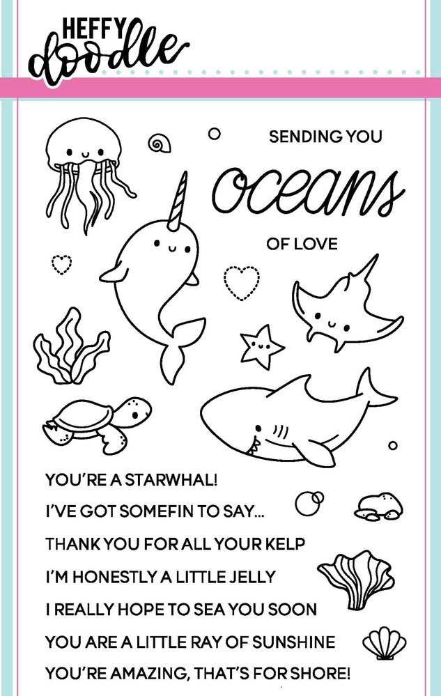 Heffy Doodle Oceans of Love Clear Stamps (HFD0042) (OUTLET)
