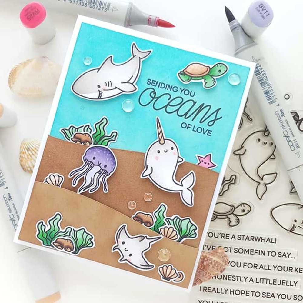 Heffy Doodle Oceans of Love Clear Stamps (HFD0042) (OUTLET)