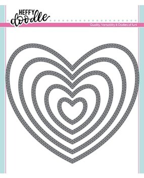 Heffy Doodle Stitched Hearts Dies (HFD0162) (OUTLET)