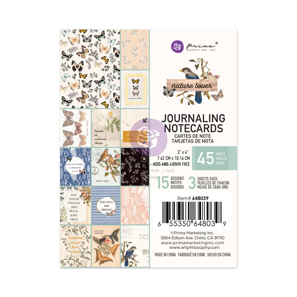 Prima Marketing Nature Lover 3x4 Inch Journaling Cards (648039) (DISCONTINUED)