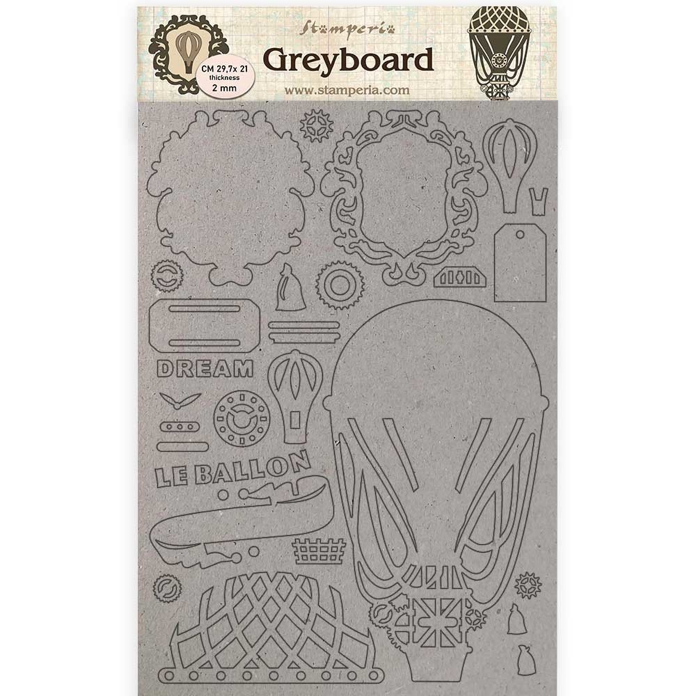 Stamperia Greyboard A4 Voyages Fantastiques Air Baloon (KLSPDA427) (DISCONTINUED)