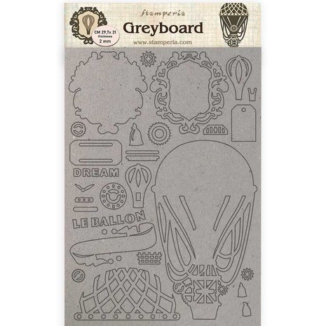 Stamperia Greyboard A4 Voyages Fantastiques Air Baloon (KLSPDA427) (DISCONTINUED)