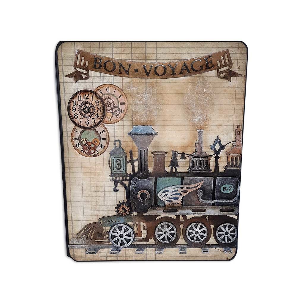 Stamperia Greyboard A4 Voyages Fantastiques Train (LKSPDA426) (DISCONTINUED)