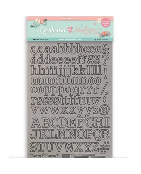 Stamperia Greyboard A4 Circle of Love Alphabet (KLSPDA430) (DISCONTINUED)