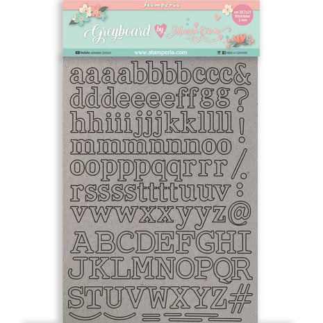 Stamperia Greyboard A4 Circle of Love Alphabet (KLSPDA430) (DISCONTINUED)