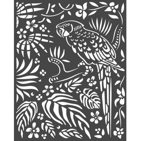 Stamperia Thick Stencil 20x25cm Amazonia Parrot (KSTD067) (DISCONTINUED)