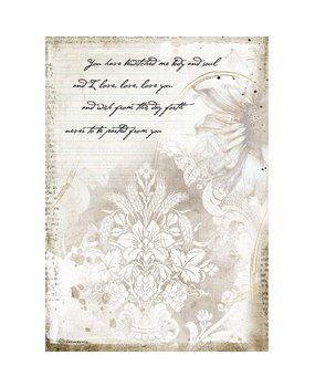 Stamperia Rice Paper A4 Romantic Journal Manuscrips (6 pcs) (DFSA4554) (DISCONTINUED)