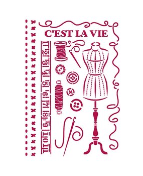 Stamperia Stencil A4 Romantic Threads Couture (KSG467) (DISCONTINUED)