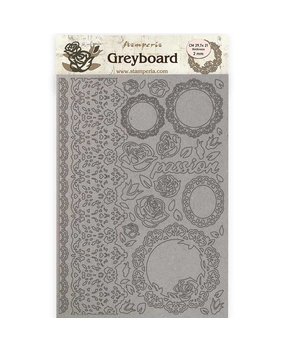 Stamperia Greyboard A4 Passion Lace and Roses (KLSPDA424) (DISCONTINUED)