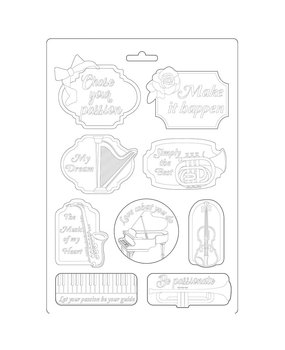 Stamperia Soft Mould A4 Passion Music and Tag (K3PTA492) (DISCONTINUED)