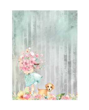 Stamperia Rice Paper A4 Circle of Love Bouquet and Dog (6 pcs) (DFSA4528) (DISCONTINUED)
