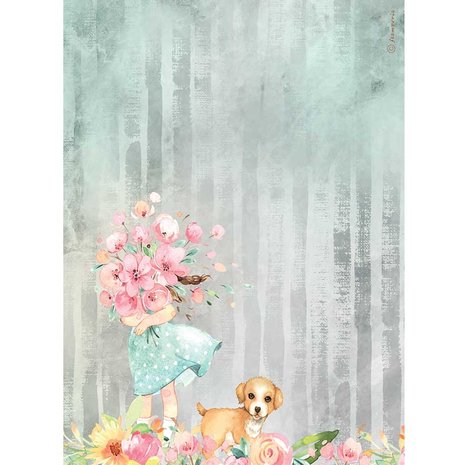 Stamperia Rice Paper A4 Circle of Love Bouquet and Dog (6 pcs) (DFSA4528) (DISCONTINUED) Stamperia Rice Paper A4 Circle of Love Bouquet and Dog (6 pcs) (DFSA4528) (DISCONTINUED)