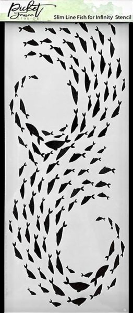 Picket Fence Studios Slim Line Fish for Infinity 4x10 Inch Stencil (SC-224) (OUTLET)