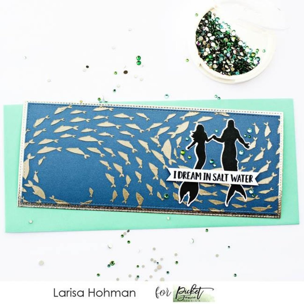 Picket Fence Studios Slim Line Fish for Infinity 4x10 Inch Stencil (SC-224) (OUTLET)