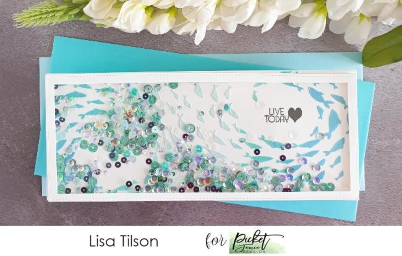 Picket Fence Studios Slim Line Fish for Infinity 4x10 Inch Stencil (SC-224) (OUTLET)