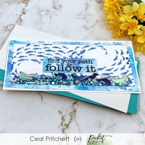 Picket Fence Studios Slim Line Fish for Infinity 4x10 Inch Stencil (SC-224) (OUTLET)
