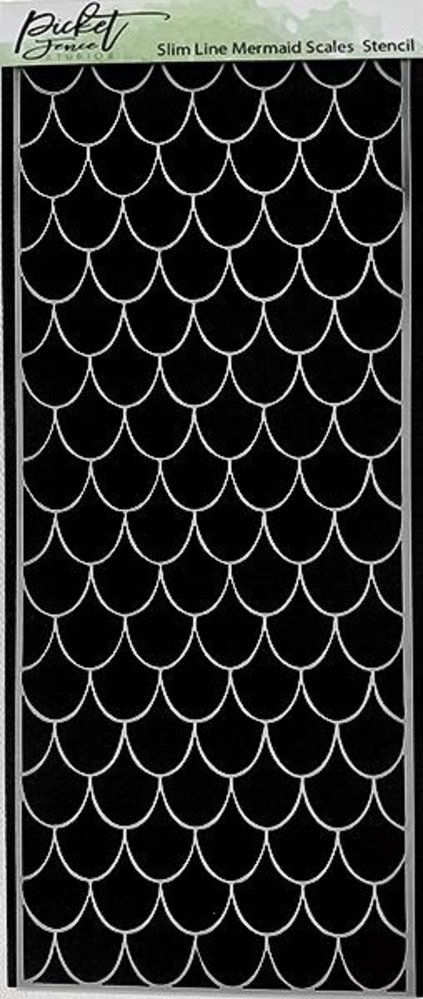 Picket Fence Studios Slim Line Mermaid Scales 4x10 Inch Stencil (SC-225) (OUTLET)