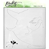 Picket Fence Studios Whale and Mermaid 6x6 Inch Stencil (SC-227) (OUTLET)