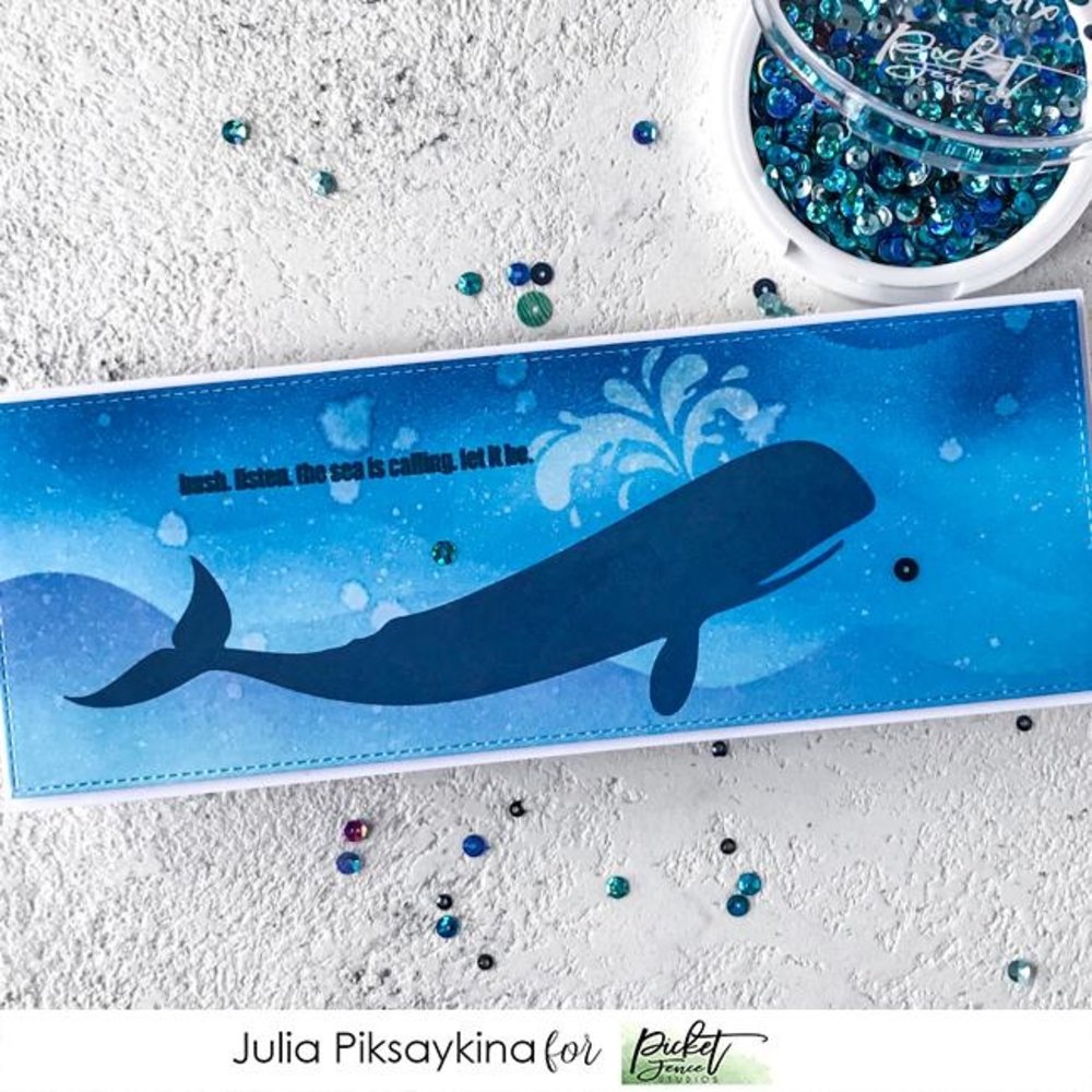 Picket Fence Studios Whale and Mermaid 6x6 Inch Stencil (SC-227) (OUTLET)