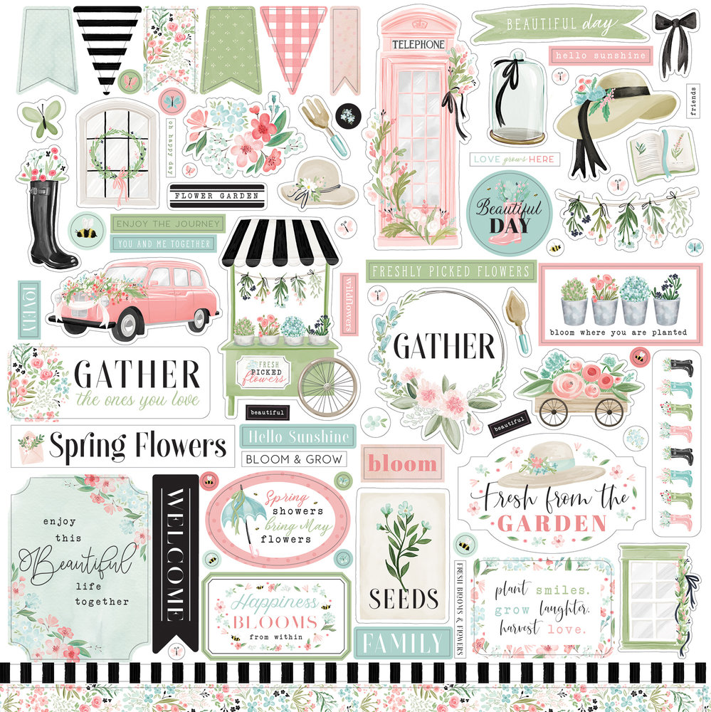 Carta Bella Flower Garden 12x12 Inch Element Sticker (CBGA130014) (OUTLET)