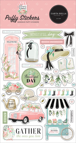 Carta Bella Flower Garden Puffy Stickers (CBGA130066) (OUTLET)