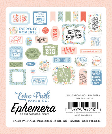 Echo Park Salutations No.1 Ephemera (SAN244024) (DISCONTINUED) Echo Park Salutations No.1 Ephemera (SAN244024) (DISCONTINUED)