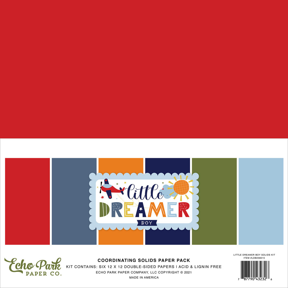 Echo Park Little Dreamer Boy 12x12 Inch Coordinating Solids Paper Pack (LDB238015) (DISCONTINUED) Echo Park Little Dreamer Boy 12x12 Inch Coordinating Solids Paper Pack (LDB238015) (DISCONTINUED)