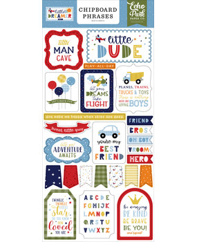 Echo Park Little Dreamer Boy Chipboard Phrases (LDB238022) (DISCONTINUED) Echo Park Little Dreamer Boy Chipboard Phrases (LDB238022) (DISCONTINUED)