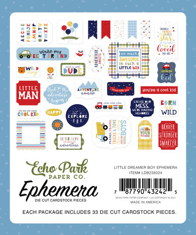 Echo Park Little Dreamer Boy Ephemera (LDB238024) (OUTLET) Echo Park Little Dreamer Boy Ephemera (LDB238024) (OUTLET)