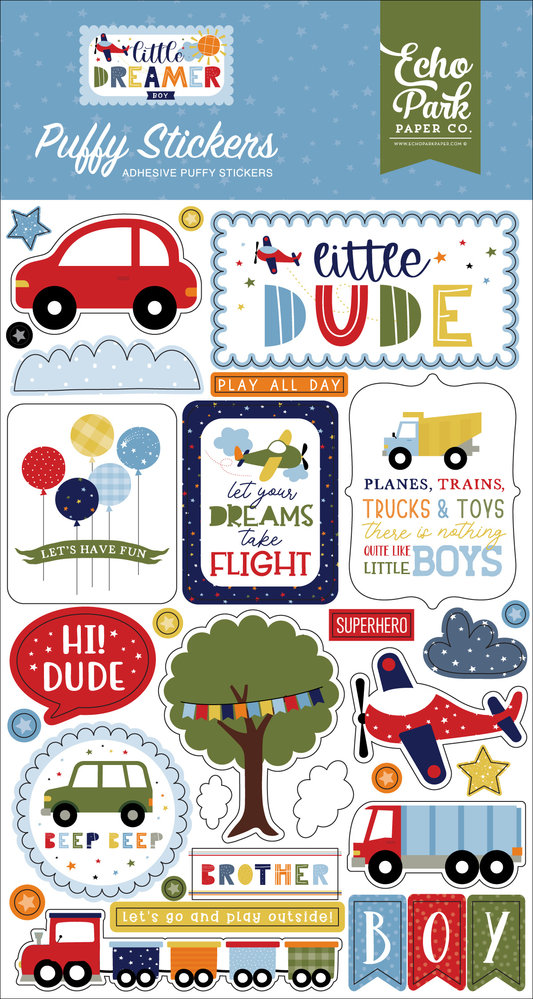 Echo Park Little Dreamer Boy Puffy Stickers (LDB238066) (DISCONTINUED)