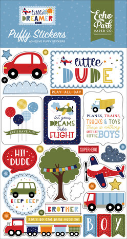 Echo Park Little Dreamer Boy Puffy Stickers (LDB238066) (DISCONTINUED)
