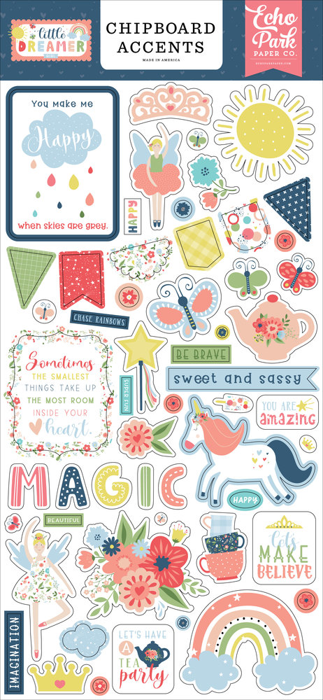 Echo Park Little Dreamer Girl Chipboard Accents (LD237021) (DISCONTINUED)
