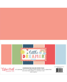 Echo Park Little Dreamer Girl 12x12 Inch Coordinating Solids Paper Pack (LD237015) (DISCONTINUED)