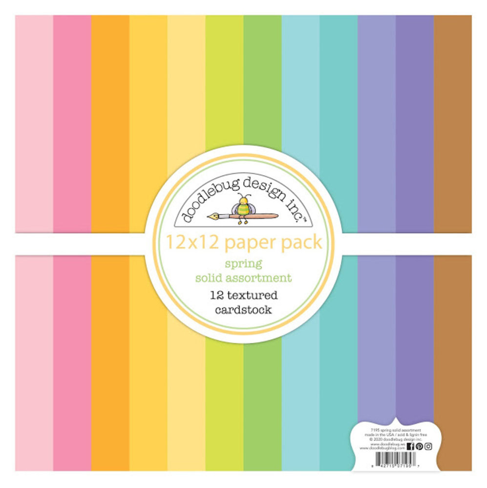 Doodlebug Design Spring 12x12 Inch Textured Cardstock Assortment Pack (7195) (DISCONTINUED)