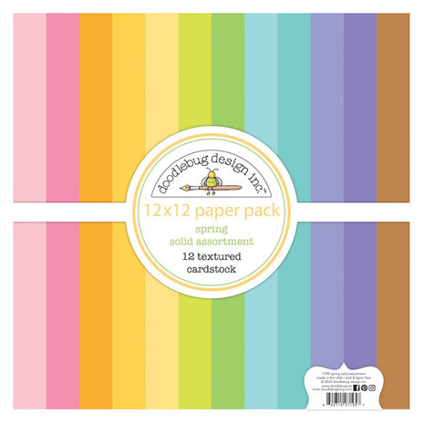 Doodlebug Design Spring 12x12 Inch Textured Cardstock Assortment Pack (7195) (DISCONTINUED)