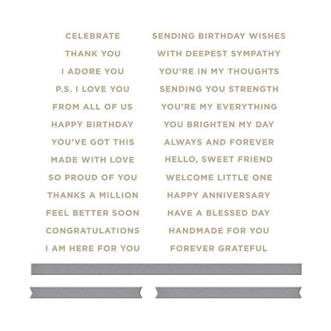 Spellbinders Mini Everyday Sentiments Glimmer Hot Foil Plate & Die Sets (GLP-260)