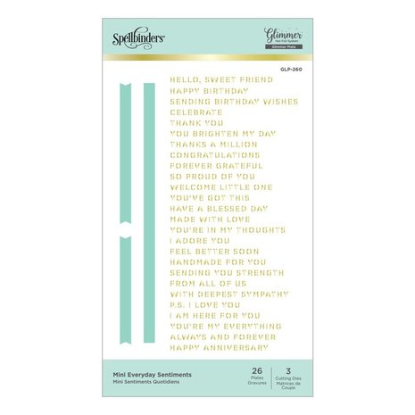 Spellbinders Mini Everyday Sentiments Glimmer Hot Foil Plate & Die Sets (GLP-260)