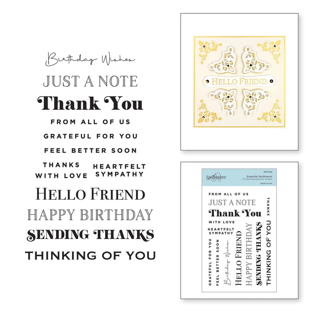 Spellbinders Essential Sentiments Clear Stamps (STP-043) (OUTLET) Spellbinders Essential Sentiments Clear Stamps (STP-043) (OUTLET)