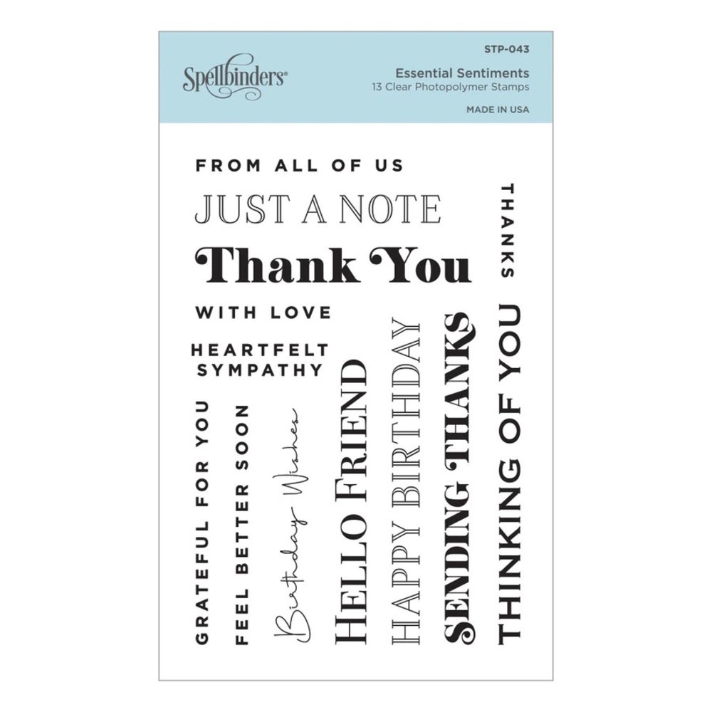 Spellbinders Essential Sentiments Clear Stamps (STP-043) (OUTLET) Spellbinders Essential Sentiments Clear Stamps (STP-043) (OUTLET)