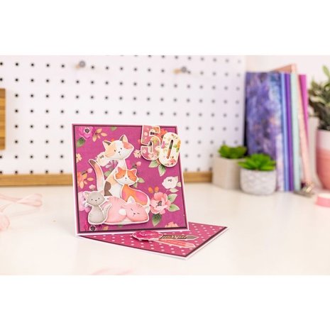 Crafter's Companion Pawsitivity For the Love of Cats 6x6 Inch Die-Cut Dec. Topper Pad (NIT-PAW-DTP6CAT) (OUTLET)